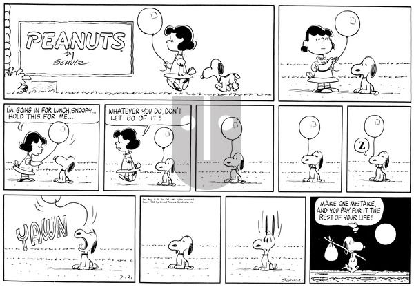 Peanuts on Sunday July 21, 1963 Comic Strip