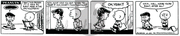 Peanuts on Wednesday April 23, 1952 Comic Strip