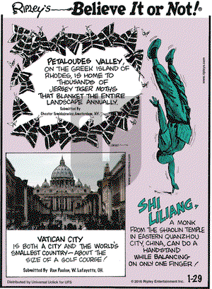 Ripley's Believe It or Not on Friday January 29, 2016 Comic Strip