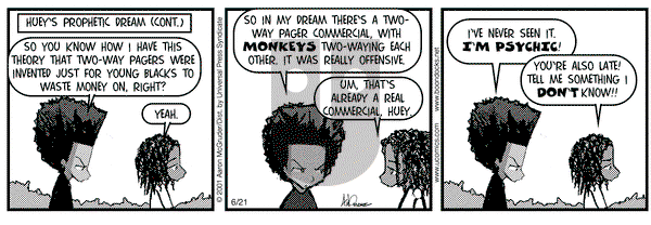The Boondocks on Thursday June 21, 2001 Comic Strip