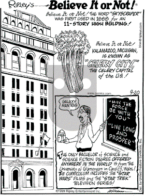 Ripley's Believe It or Not on Monday September 20, 1999 Comic Strip