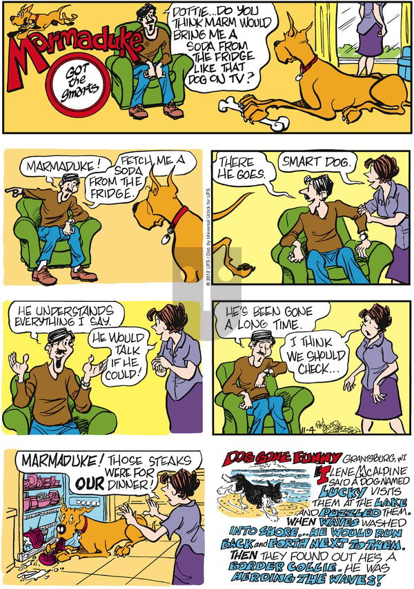 Marmaduke on Sunday November 4, 2012 Comic Strip