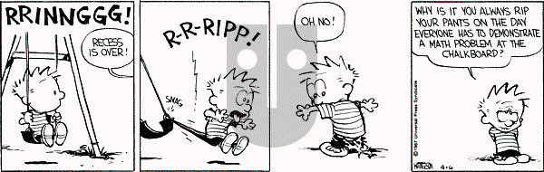 Calvin and Hobbes - Monday April 6, 1987 Comic Strip