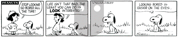 Peanuts on Saturday January 4, 1964 Comic Strip