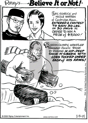 Ripley's Believe It or Not on Friday January 5, 2001 Comic Strip