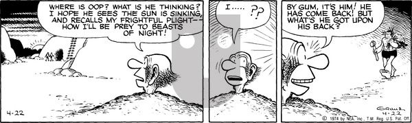 Alley Oop on Monday April 22, 1974 Comic Strip