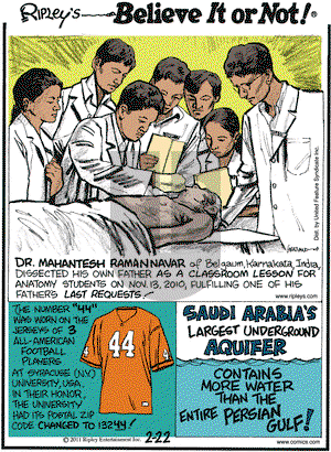 Ripley's Believe It or Not on Tuesday February 22, 2011 Comic Strip