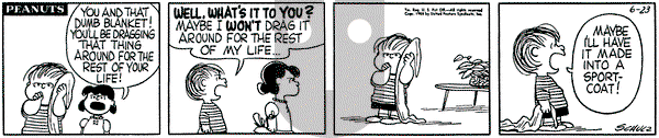 Peanuts on Monday June 23, 1958 Comic Strip