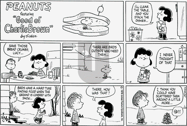 Peanuts - Sunday January 8, 1978 Comic Strip