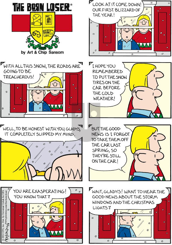 The Born Loser on Sunday December 9, 2012 Comic Strip