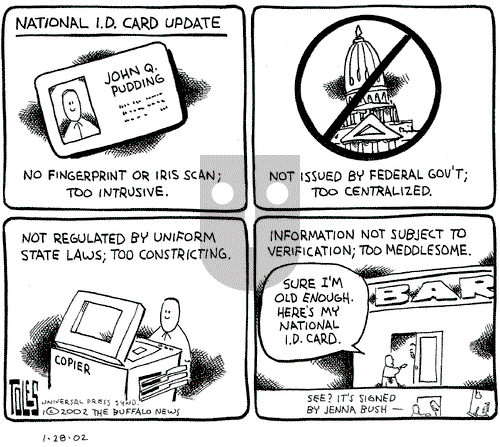 Tom Toles on Monday January 28, 2002 Comic Strip