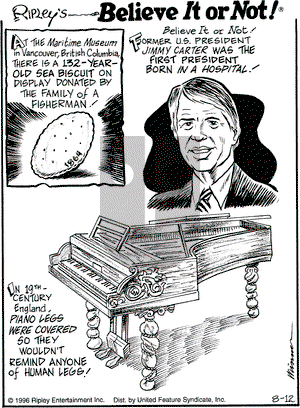 Ripley's Believe It or Not on Monday August 12, 1996 Comic Strip