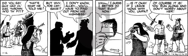 Alley Oop on Monday January 12, 1976 Comic Strip