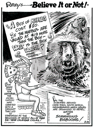 Ripley's Believe It or Not on Tuesday February 20, 2007 Comic Strip