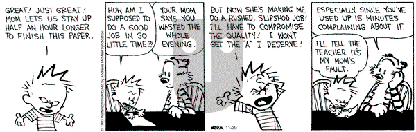 Calvin and Hobbes - Wednesday November 29, 2023 Comic Strip