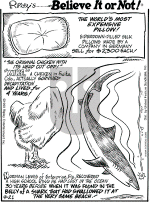 Ripley's Believe It or Not on Tuesday September 21, 1999 Comic Strip