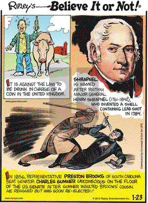 Ripley's Believe It or Not on Friday January 23, 2015 Comic Strip