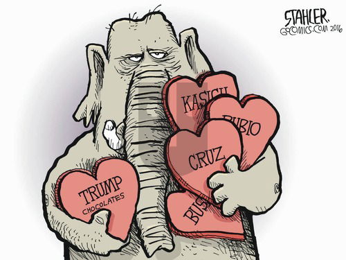 Jeff Stahler on Sunday February 14, 2016 Comic Strip