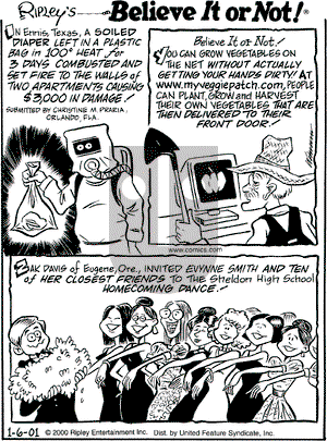 Ripley's Believe It or Not on Saturday October 6, 2001 Comic Strip