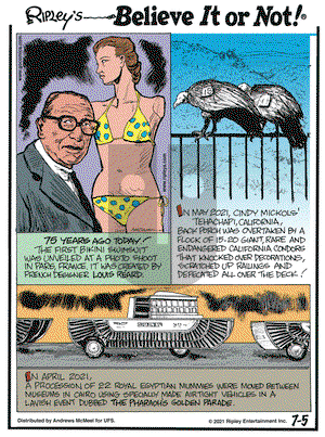 Ripley's Believe It or Not on Monday July 5, 2021 Comic Strip
