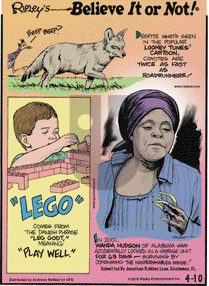 Ripley's Believe It or Not on Tuesday April 10, 2018 Comic Strip