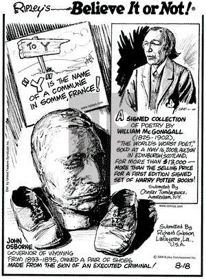 Ripley's Believe It or Not on Monday August 18, 2008 Comic Strip