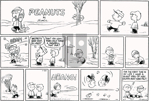 Peanuts - Sunday January 22, 1961 Comic Strip