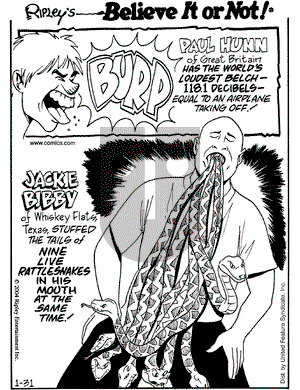 Ripley's Believe It or Not on Saturday January 31, 2004 Comic Strip