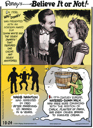 Ripley's Believe It or Not on Friday October 24, 2014 Comic Strip