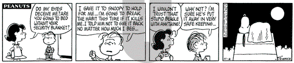Peanuts on Saturday November 6, 1971 Comic Strip