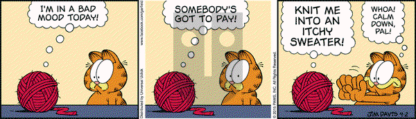 Garfield on Thursday April 2, 2015 Comic Strip