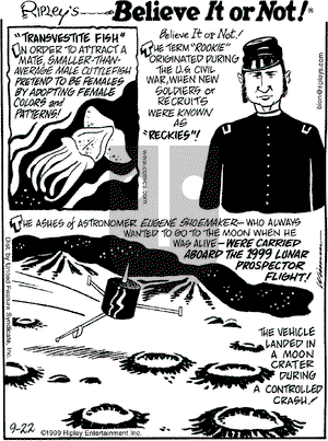 Ripley's Believe It or Not on Wednesday September 22, 1999 Comic Strip