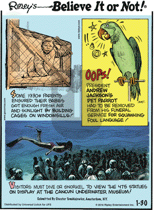Ripley's Believe It or Not on Saturday January 30, 2016 Comic Strip