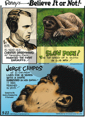 Ripley's Believe It or Not on Wednesday May 22, 2013 Comic Strip