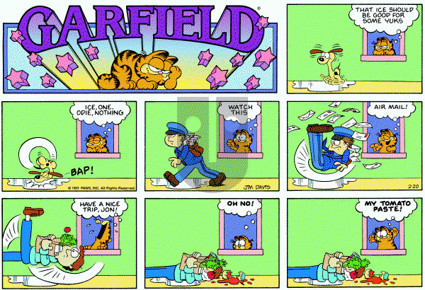 Garfield on Sunday February 20, 1983 Comic Strip