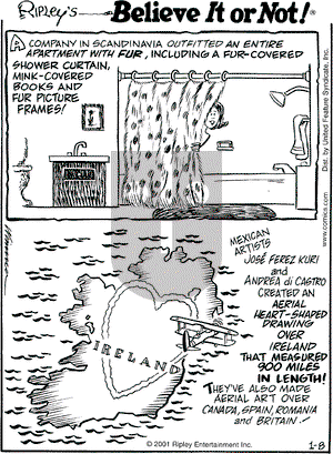Ripley's Believe It or Not on Monday January 8, 2001 Comic Strip