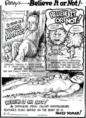 Ripley's Believe It or Not on Friday August 12, 2005 Comic Strip