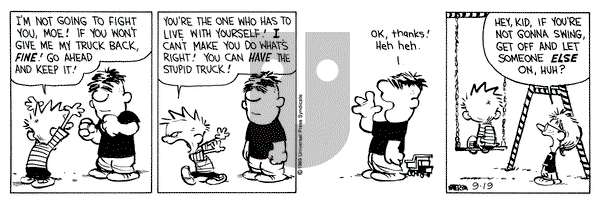 Calvin and Hobbes on Tuesday September 19, 1989 Comic Strip