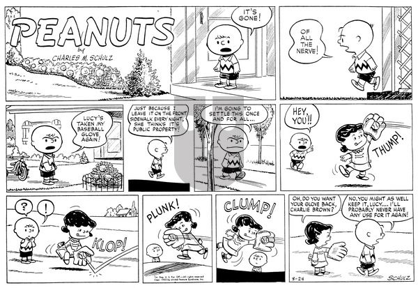 Peanuts on Sunday August 24, 1952 Comic Strip