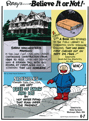 Ripley's Believe It or Not on Monday June 7, 2010 Comic Strip