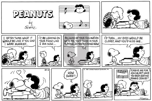 Peanuts on Sunday October 6, 1991 Comic Strip