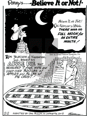 Ripley's Believe It or Not on Monday February 2, 2004 Comic Strip