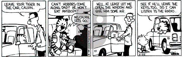 Calvin and Hobbes - Tuesday February 25, 1986 Comic Strip