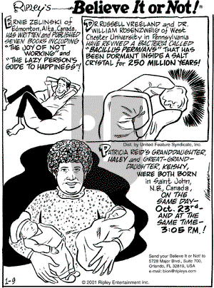Ripley's Believe It or Not on Tuesday January 9, 2001 Comic Strip