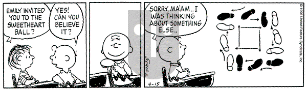 Peanuts on Monday April 15, 1996 Comic Strip