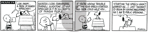 Peanuts on Wednesday November 10, 1965 Comic Strip