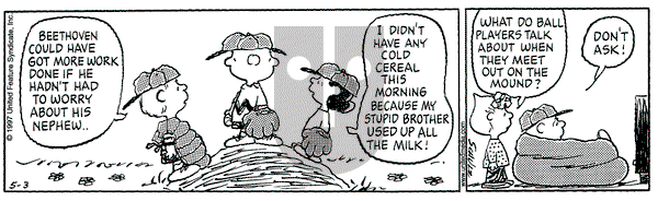 Peanuts on Saturday May 3, 1997 Comic Strip