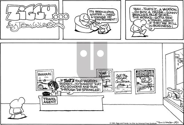 Ziggy on Wednesday August 7, 1996 Comic Strip