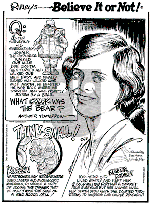 Ripley's Believe It or Not on Friday February 23, 2007 Comic Strip