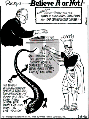 Ripley's Believe It or Not on Monday January 8, 1996 Comic Strip